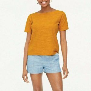 NWT J.Crew Women's Size L Crinkle Short Sleeve Crew Neck Amber Top Tee Blouse